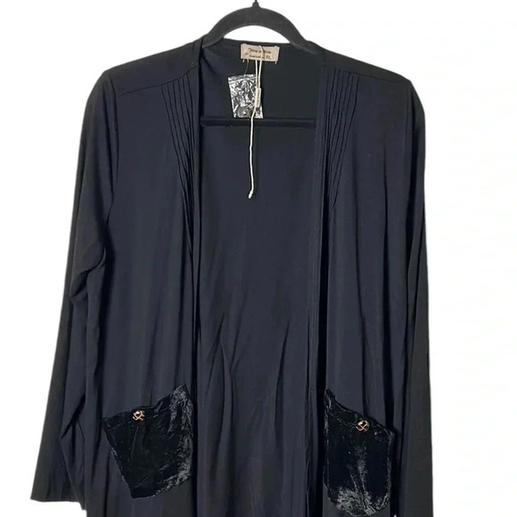 black open cardigan and pants set. Velvet patch pockets, XL.,NWT. Mina et Bina - Picture 9 of 15